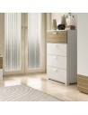 Cassettiera 4 cassetti Bianco venato opaco/Rovere rigato