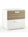 Comodino 2 cassetti Bianco venato opaco/Rovere rigato