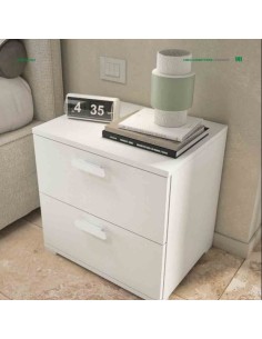 Comodino 2 cassetti Bianco venato opaco
