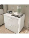 Comodino 2 cassetti Bianco venato opaco