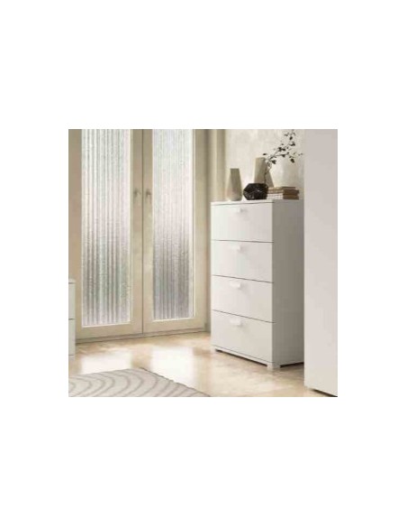 Cassettiera 4 cassetti Bianco venato opaco