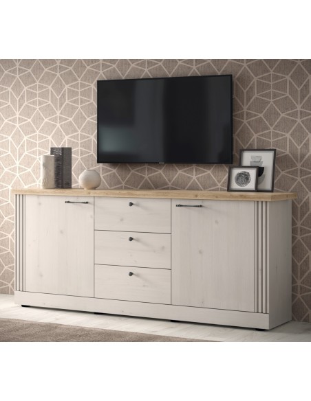 Madia 2 ante - 3 cassetti Rovere meringa/Rovere kadiz