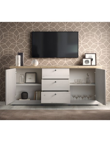 Madia 2 ante - 3 cassetti Rovere meringa/Rovere kadiz