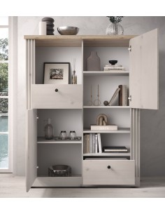 Madia alta 2 ante - 2 cassetti con vani a giorno Rovere meringa/Rovere kadiz 2