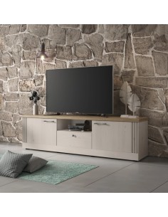 Porta TV 2 ante - 1 cassetto - 1 vano Rovere meringa/Rovere kadiz