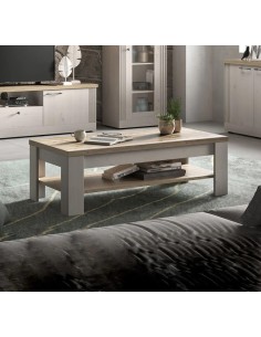 Tavolino basso soggiorno con sottopiano Rovere meringa/Rovere kadiz