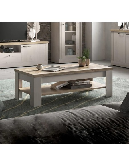 Tavolino basso soggiorno con sottopiano Rovere meringa/Rovere kadiz