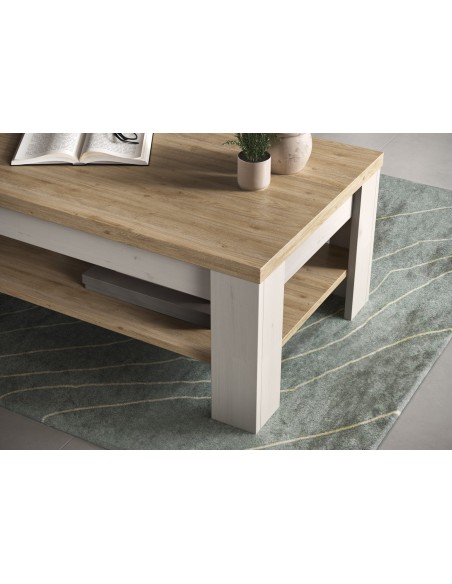 Tavolino basso soggiorno con sottopiano Rovere meringa/Rovere kadiz