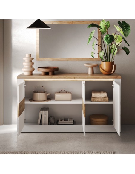 Madia 3 ante Capri Bianco laccato/Rovere kadiz