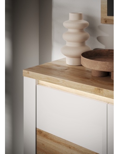 Madia 3 ante Capri Bianco laccato/Rovere kadiz