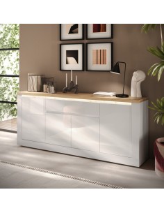 Madia 4 ante - 1 cassetto Capri Bianco laccato/Rovere kadiz