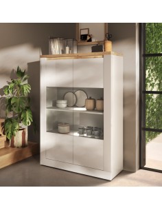 Vetrina 2 ante Capri Bianco laccato/Rovere kadiz