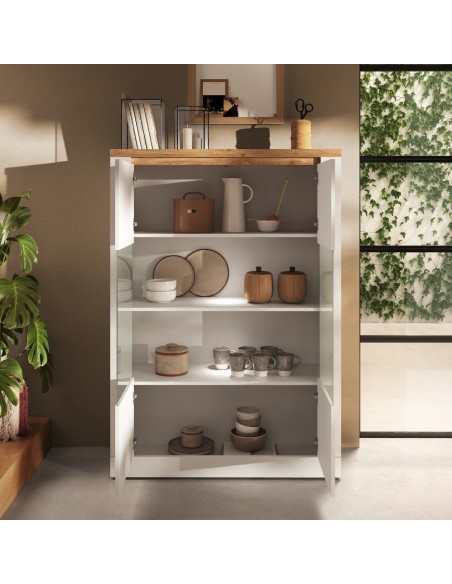 Vetrina 2 ante Capri Bianco laccato/Rovere kadiz