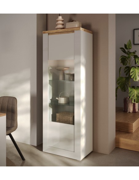 Vetrina 1 anta Capri Bianco laccato/Rovere Kadiz