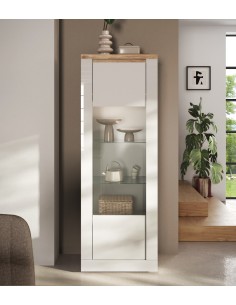 Vetrina 1 anta Capri Bianco laccato/Rovere Kadiz 2