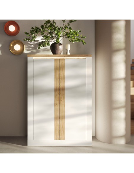 Madia 2 ante alta Capri Bianco laccato/Rovere kadiz