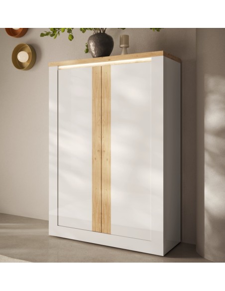 Madia 2 ante alta Capri Bianco laccato/Rovere kadiz