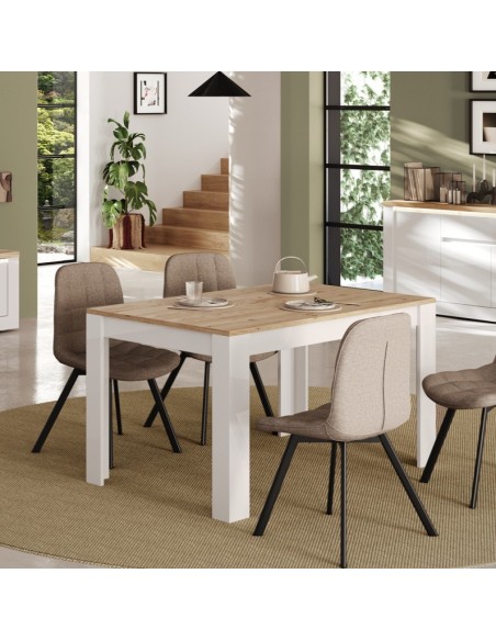 Tavolo allungabile Bianco laccato / Rovere Kadiz (Sedie escluse)