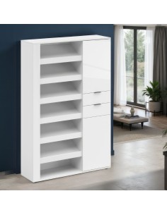 scarpiera mobile ingresso con cassetti bianco laccato lucido 2