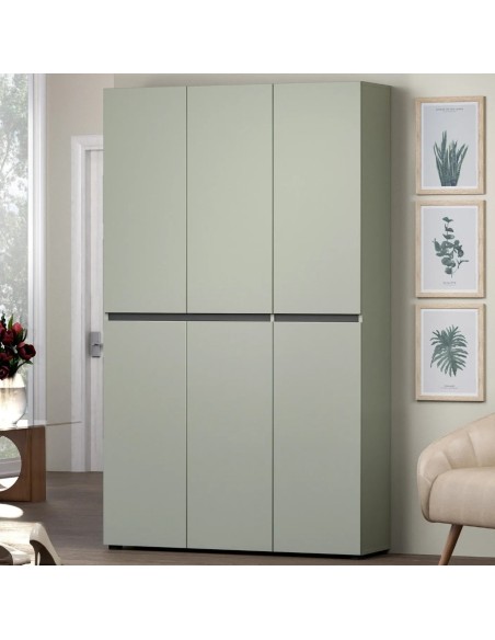 Armadio multiuso/scarpiera Maxi 6 ante 10 + 10 ripiani Verde salvia laccato opaco