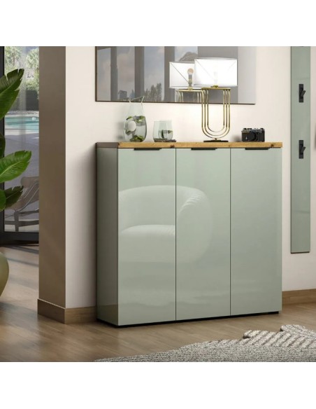 Scarpiera ingresso 3 ante Verde salvia/Rovere castagno