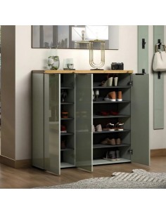 Scarpiera ingresso 3 ante Verde salvia/Rovere castagno 2