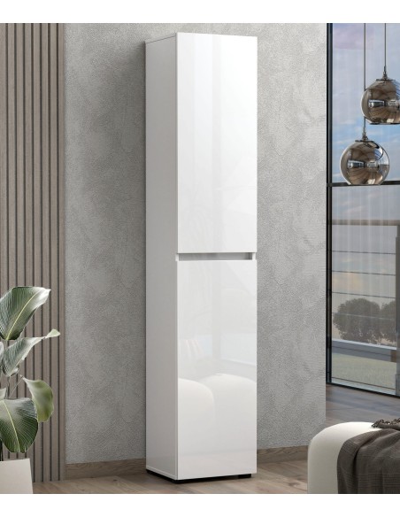 Colonna multiuso/scarpiera 2 ante alta Bianco laccato lucido