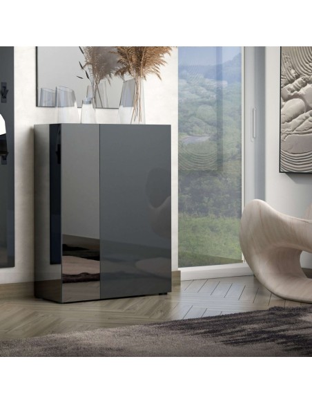 Scarpiera Tanko ingresso 1 anta a specchio Antracite lucido