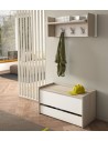 Composizione ingresso Baule con mensola appendiabiti Bianco/Rovere