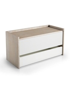 Composizione ingresso Baule con mensola appendiabiti Bianco/Rovere 2