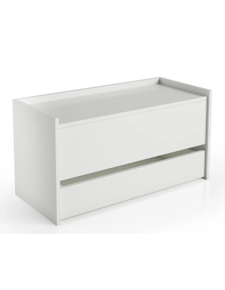 Composizione ingresso Baule con mensola appendiabiti Bianco opaco venato