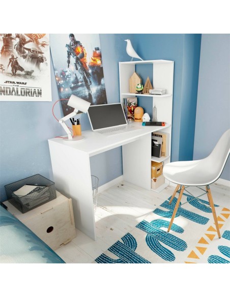 Scrivania con libreria workspace Bianco opaco