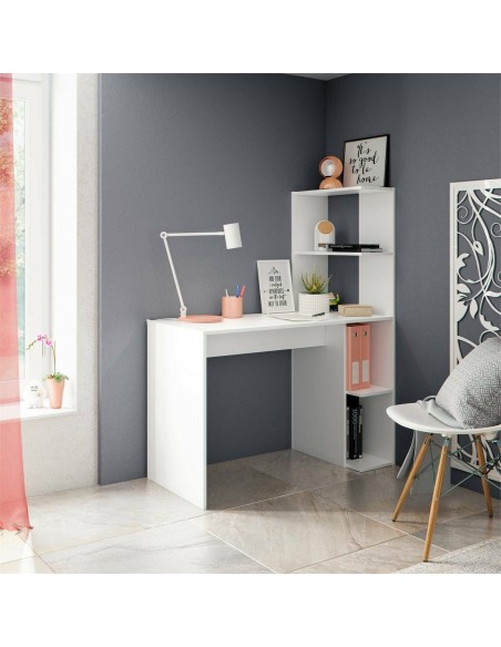 Scrivania con libreria workspace Bianco opaco