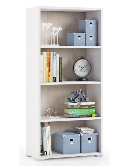 Libreria moderna Bianco con schienale Rovere
