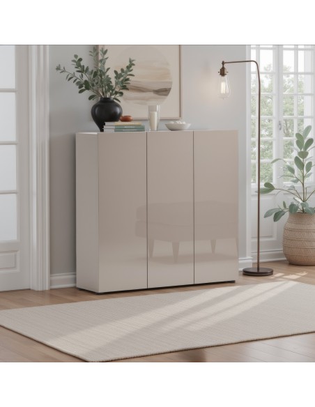 Scarpiera ingresso 3 ante cashmere laccato lucido