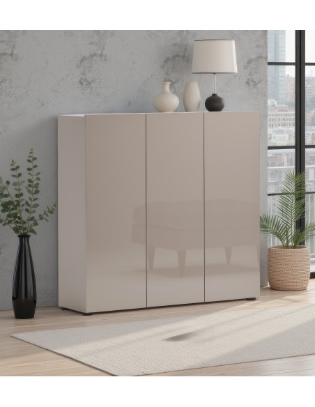 Scarpiera ingresso 3 ante cashmere laccato lucido