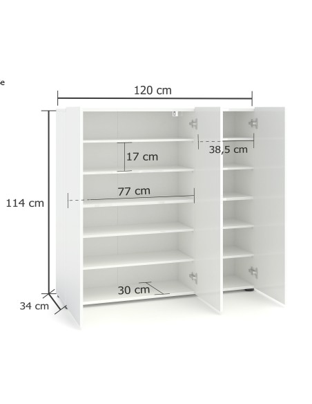 Scarpiera ingresso 3 ante cashmere laccato lucido