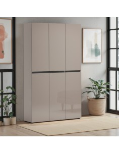 Armadio multiuso scarpiera alto 6 ante cashmere laccato lucido