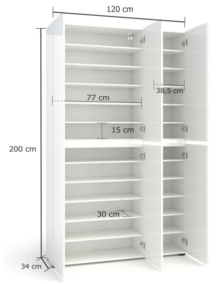 Armadio multiuso scarpiera alto 6 ante cashmere laccato lucido