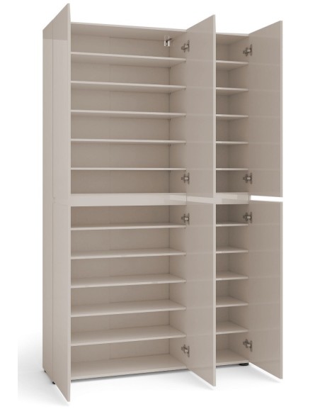 Armadio multiuso scarpiera alto 6 ante cashmere laccato lucido