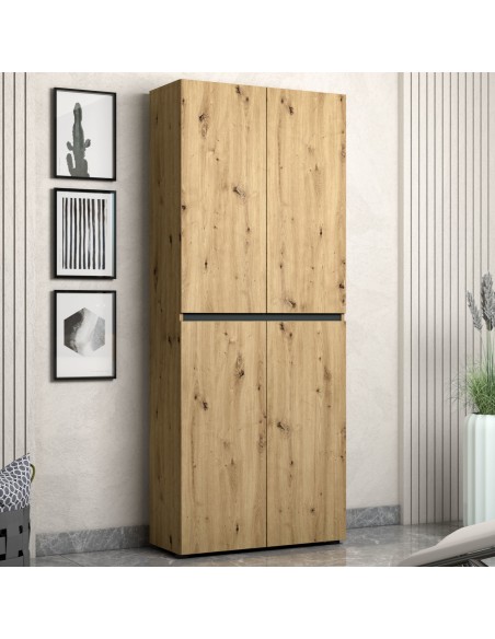 armadio scarpiera xl 4 ante rovere artisan antracite