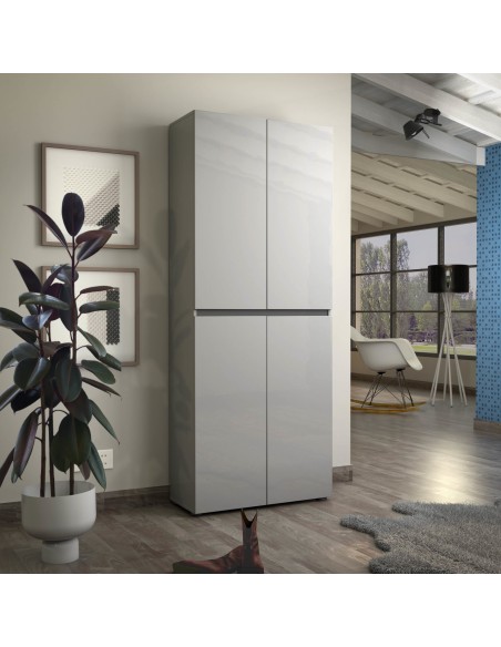 armadio multiuso grigio laccato lucido 2 metri