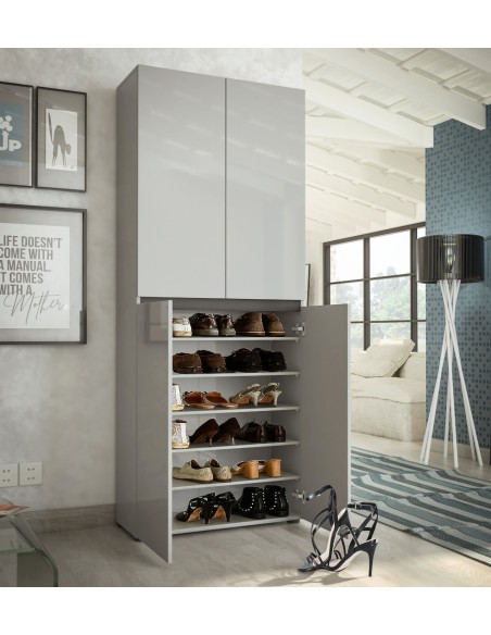 armadio multiuso grigio laccato lucido 2 metri