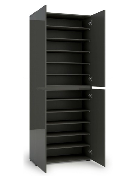 armadio scarpiera alto multiuso antracite lucido