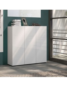 Scarpiera 3 ante 5 + 5 ripiani Bianco laccato lucido 2