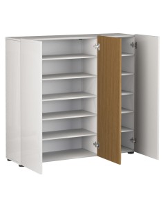 Scarpiera ingresso 3 ante Bianco laccato lucido/rovere rigato 2