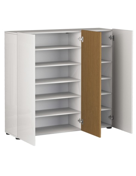 Scarpiera ingresso 3 ante Bianco laccato lucido/rovere rigato