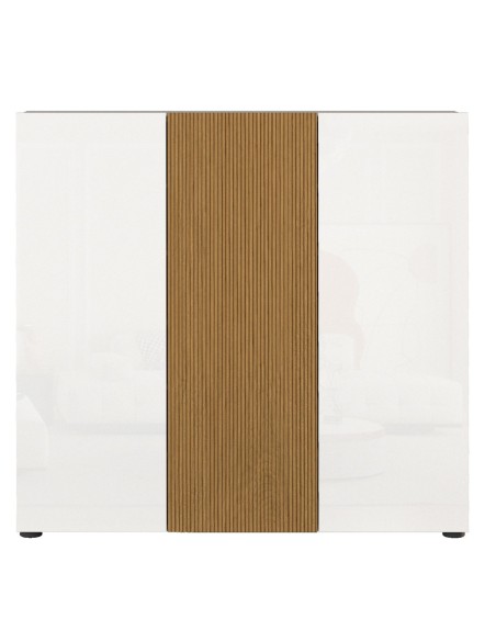 Scarpiera ingresso 3 ante Bianco laccato lucido/rovere rigato