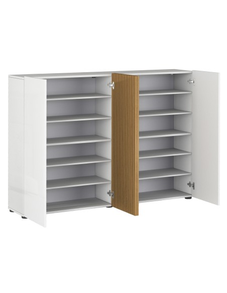 Scarpiera mobile ingresso 4 ante bianco laccato lucido rovere rigato cannettato