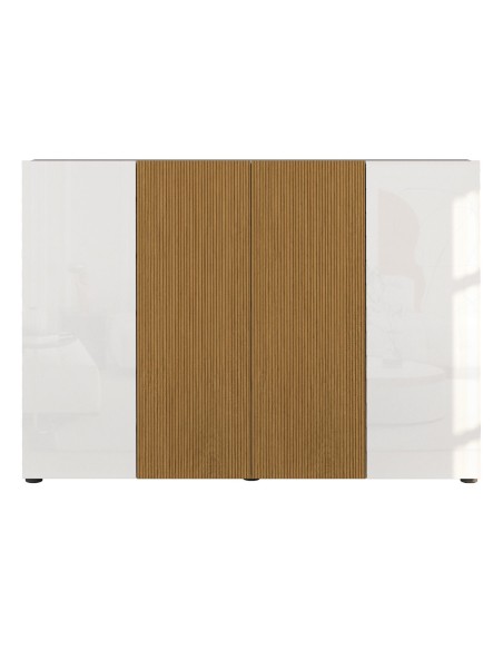 Scarpiera mobile ingresso 4 ante bianco laccato lucido rovere rigato cannettato